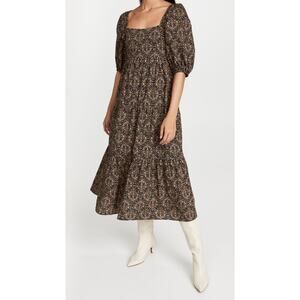 Minkpink 'Yasamin' Black Cotton Tiered Midi Dress M